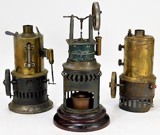 3 Weeden Antique Upright Steam Engines
