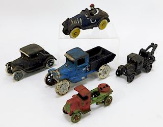 5PC Antique Cast Iron Toy Car Truck Group
