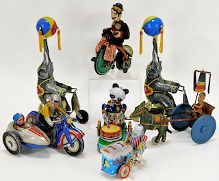 7PC Assorted Wind Up Tin Litho Toys