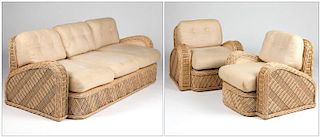 A set of Jay Spectre for Century wicker furniture