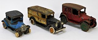3 Antique Arcade American Cast Iron Toy Cars
