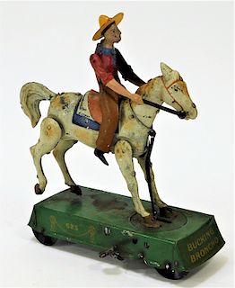 Antique Lehmann Bucking Bronco Wind Up Tin Toy