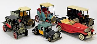 6PC Antique Japanese Tin Litho Cars