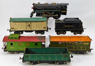 6 Lionel Standard Gauge Train Cars and Locomotive