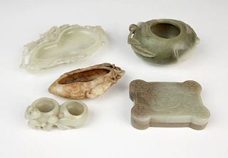 Group Chinese carved jade and hard stone articles