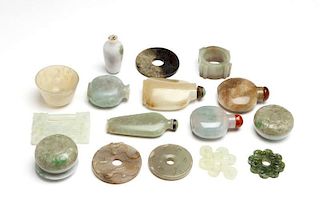 A group of Chinese carved jade articles
