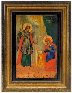 19C Russian Icon Annunciation Painting