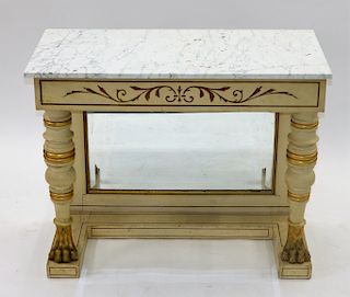 19C American Hairy Paw Gilt Decorated Pier Table