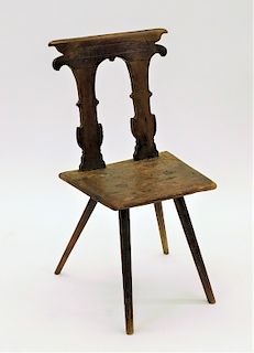 Antique 1722 European Plank Seat Side Chair