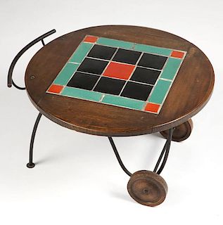 A Monterey tile-top coffee cart/table