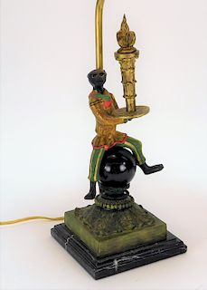 Viennese Bronze Monkey Jester Table Lamp