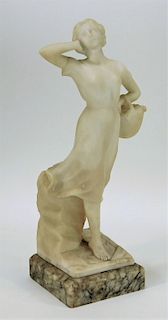 Italian Neoclassical Contadinella Alabaster Statue
