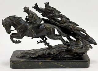 Andor Ruff Figural Horse Rider Bronze Statue