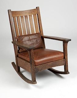An L. & J.G. Stickley oak rocking chair