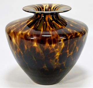 Bohemian Czech Oxblood Art Glass Splatter Vase