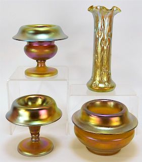 4 Loetz Silberiris II Bohemian Art Glass Vases