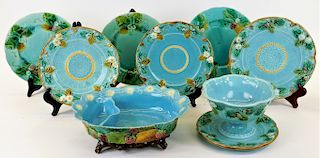 8 Luneville and Sarreguemines Majolica Plate Group