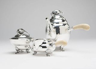 A Georg Jensen ''Blossom'' silver demi tea set