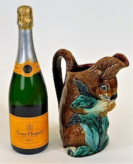 French Orchies Majolica Figural Squirrel Pitcher