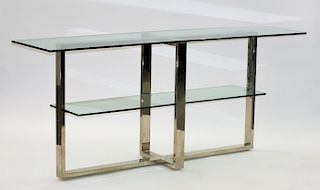 Williams-Sonoma Chrome Glass Sofa Console Table