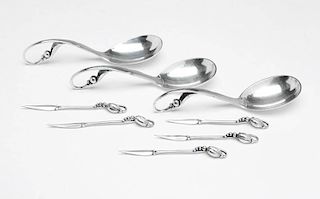 Group Georg Jensen sterling silver serving pieces