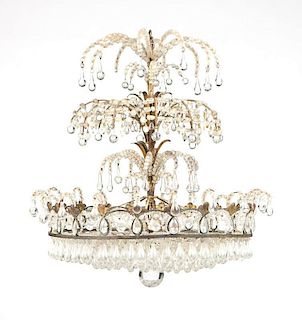 A French glass and crystal chandelier