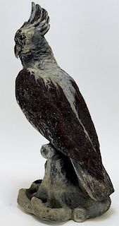 American Zinc Polychrome Cockatoo Statue