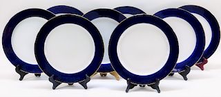 8PC Zrike Porcelain Wide Cobalt Blue Dinner Plates