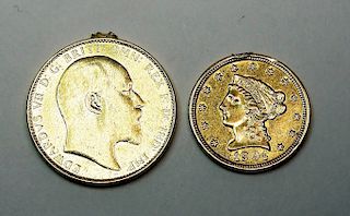 2PC $2 1/2 Liberty Head & Edward VII Gold Bullion