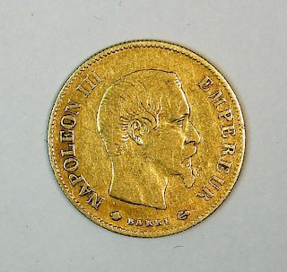France 1860 Napoleon III 10 Franc Gold Coin