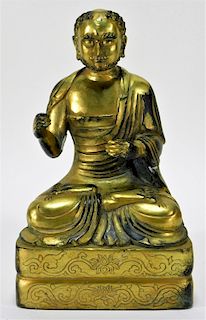 FINE Chinese Qing Dynasty Gilt Bronze Buddha
