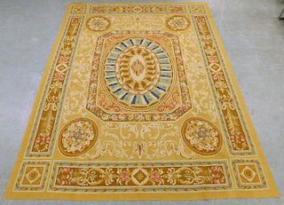 Antique French Aubusson Floral Carpet Rug Textile