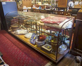 Honduras Mahogany Curved Glass Counter Showcase from Edinburgh, Scotland Silver Shop