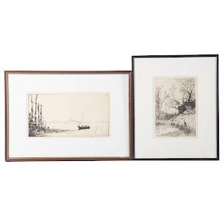 Continental School. Two Framed Etchings