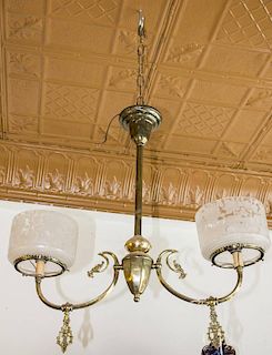 2 Arm Converted Gas Hall Chandelier