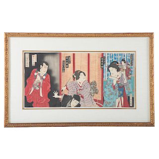 Toyohara Kunichika. Kabuki Scene