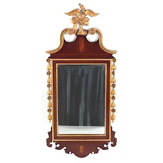 Chippendale Style Mahogany Giltwood Mirror