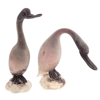 Pair of Cenedese Murano Glass Spoonbill Birds