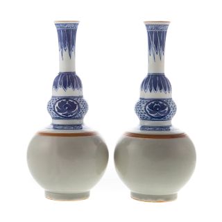 Pair Chinese Celadon/Blue & White Vases