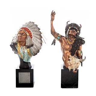 Two Chilmark Pewter Native American Busts