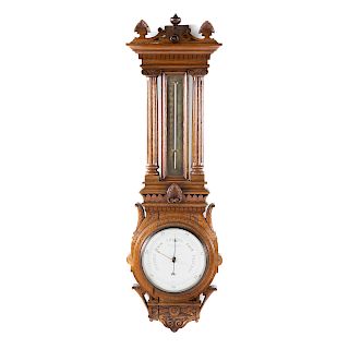 Victorian Carved Walnut Barometer