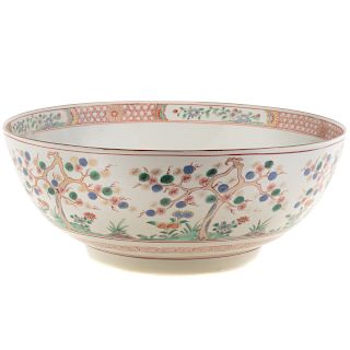 Chinese Export Famille Verte Punch Bowl