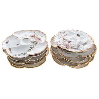 11 Limoges Porcelain Oyster Plates