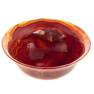 Chinese Carved Agate Glass Bowl