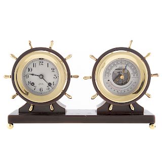 Chelsea Brass/ Patinated Metal Clock & Barometer