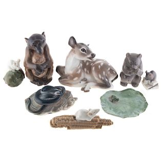 Eight Royal Copenhagen Porcelain Animals