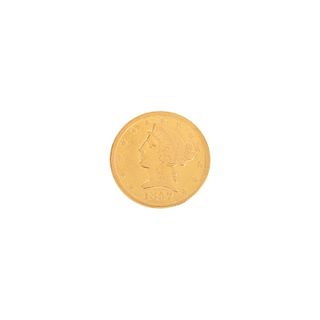1857 US Gold Liberty Head $5