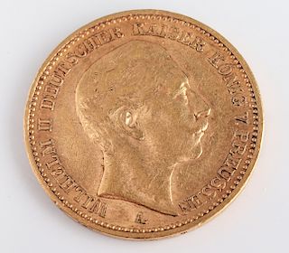 1901 Wilhelm II 20 Mark Gold Coin