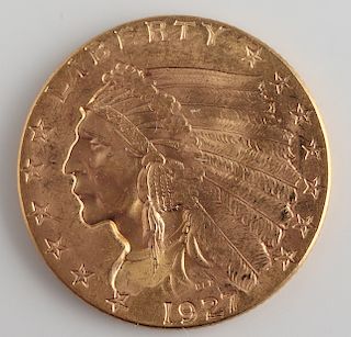 1927 Indian Head $2 1/2 Half Eagle Gold Coin