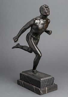 Bronze Running Athlete Figural Sculpture